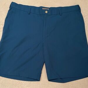 Peter Millar Crown Sport flat front performance deep prussian blue  shorts Sz 38